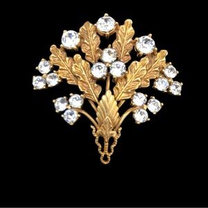 MFA Gold Rhinestone Brooch Pin Vintage Antique Repro Museum of Fine Arts Jewelry